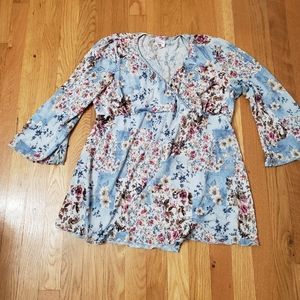 Cute bfloral Motherhood Maternity top drawstrings